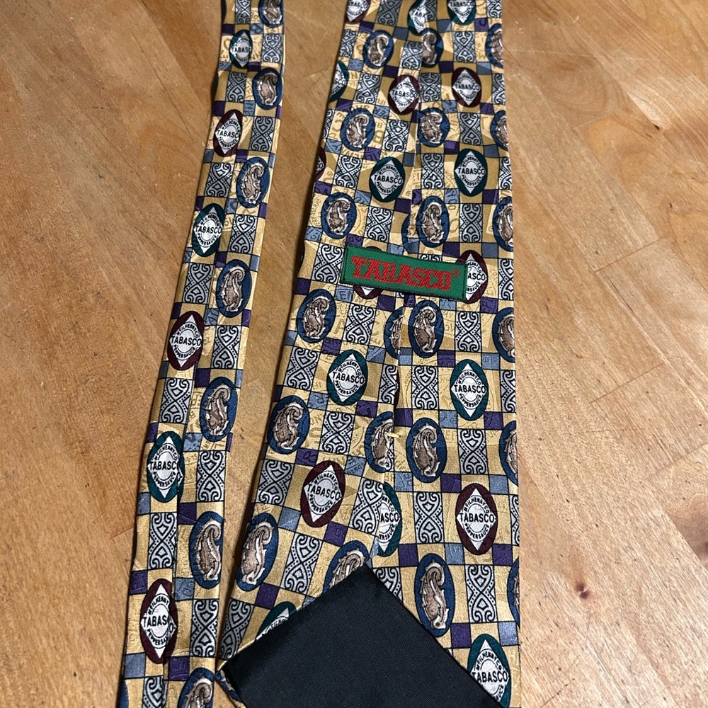 Tabasco patterned Silk Tie Accessories men gold & blue